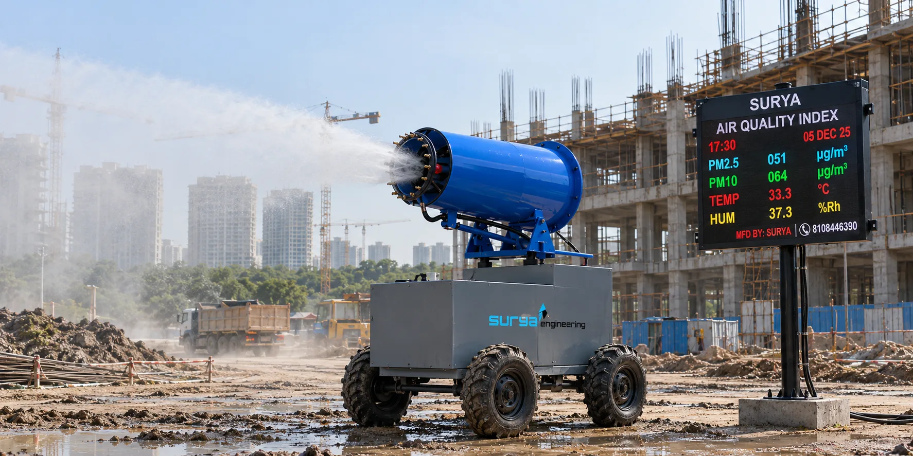 Anti smog gun for dust suppression and AQI control